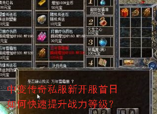 中变传奇私服新开服首日如何快速提升战力等级? 中变传奇私服新开服首日如何快速提升战力等级?